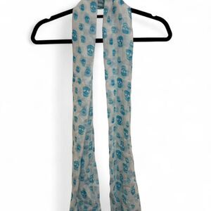 Target Women's Blue & White Cute Punk Soft Skull Scarf Wrap - EUC